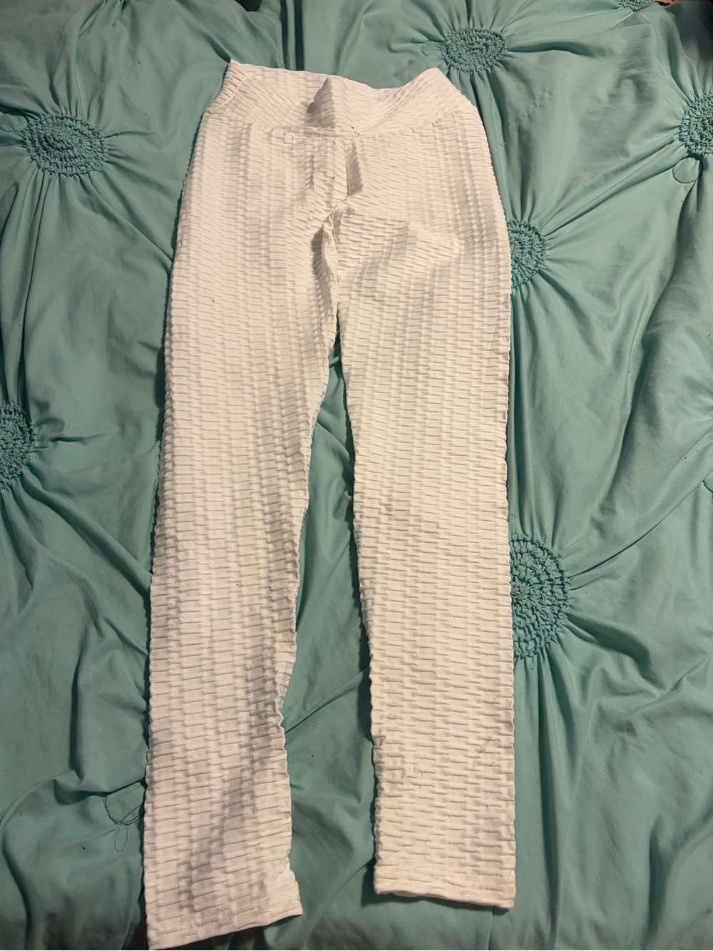 White Textured High-Waist Leggings - Women Pants & Jumpsuits